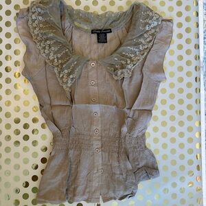 Simply Irresistible Cream Ruffled Blouse with Peter Pan Collar